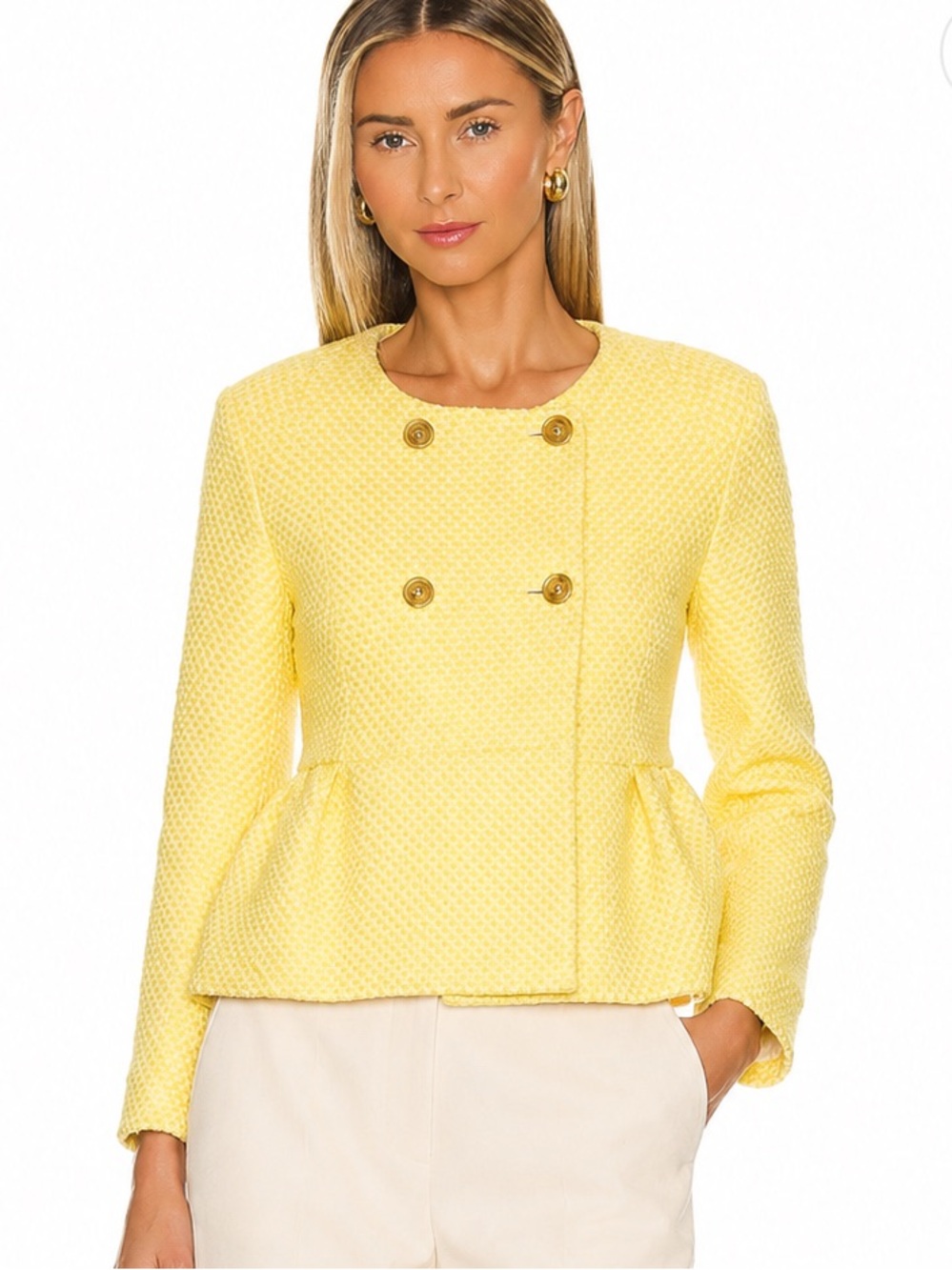 Missoni Yellow Tweed Peplum Blazer Authentic Vintage